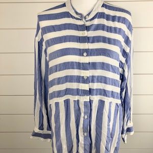 Banana Republic Factory Blue and White Striped Top